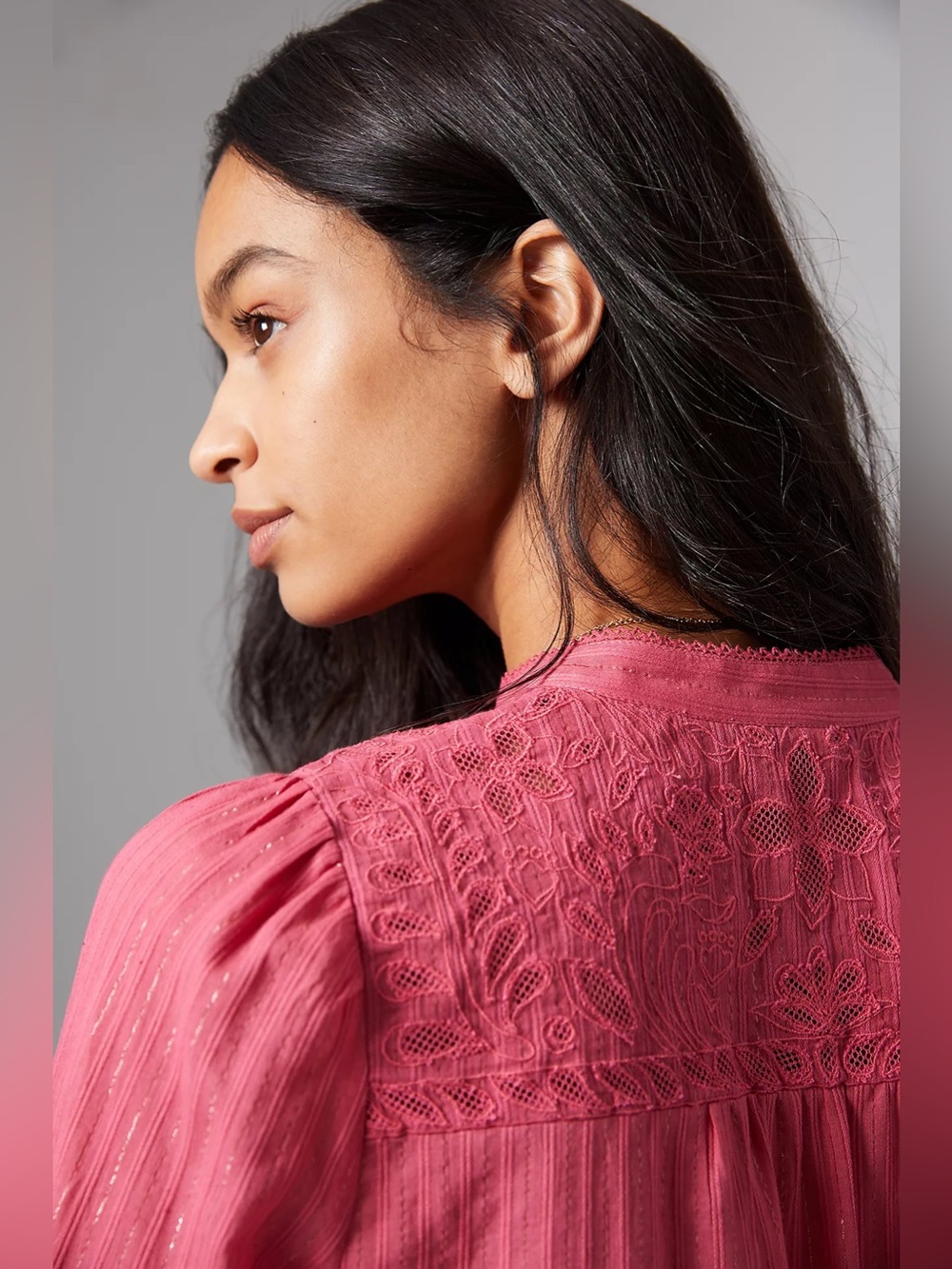 Anthropologie Pilcro The Victoria Lace Buttondown Blouse | Sz 6 - Picture 2 of 8